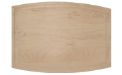 Arched wood cutting board with juice groove